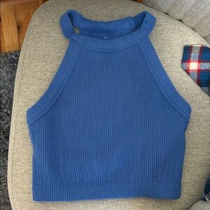 Blue Ribbed Halter Top aerie